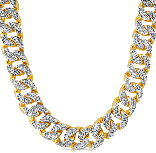 Diamond Encrusted Gold Chain PNG Image