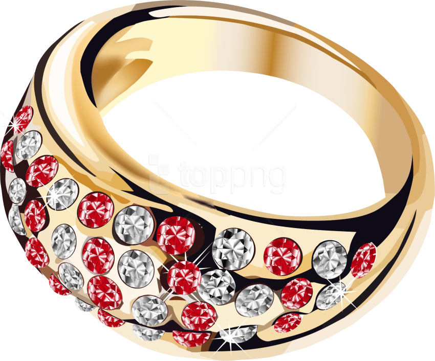 Diamond Encrusted Gold Ring PNG Image