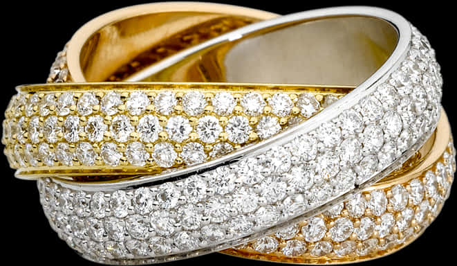 Diamond Encrusted Gold Rings PNG Image