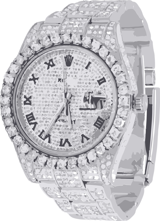 Diamond Encrusted Luxury Watch PNG Image