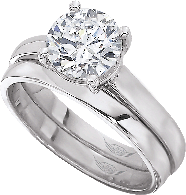 Diamond Engagement Wedding Ring Set PNG Image