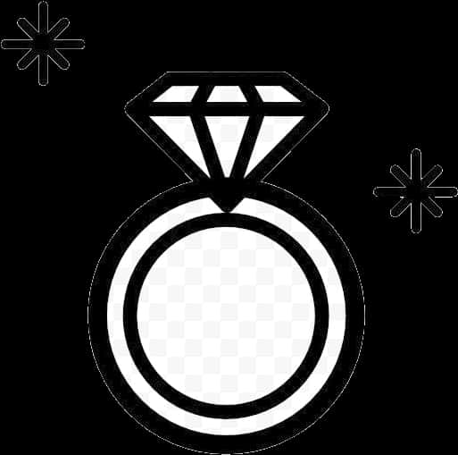 Diamond Ring Icon Blackand White PNG Image