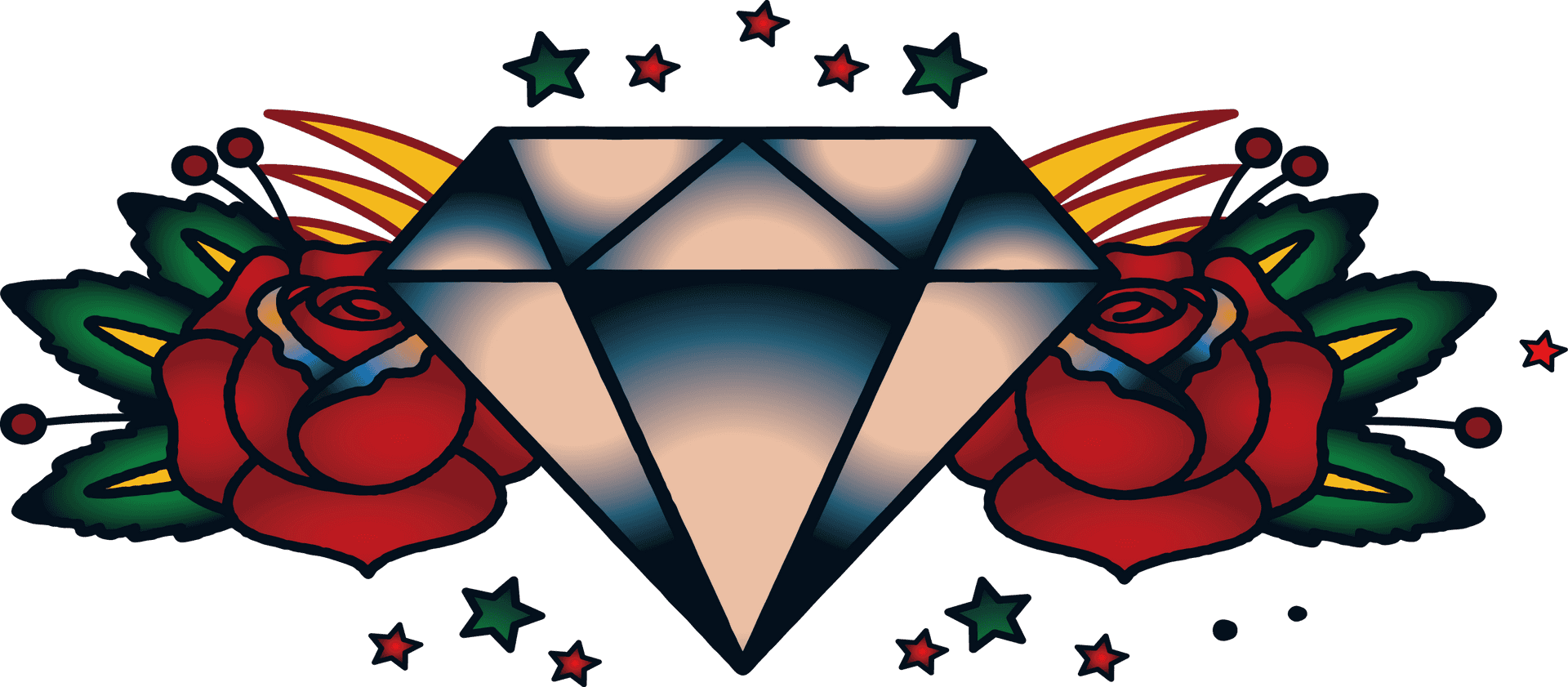 Diamond Rose Tattoo Design PNG Image