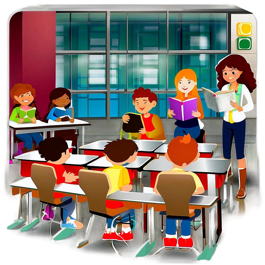 Digital Classroom Illustration Png Crx PNG Image