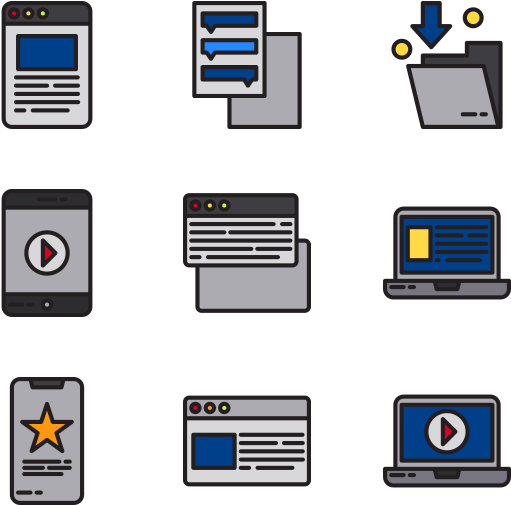 Digital Content Icons Set PNG Image