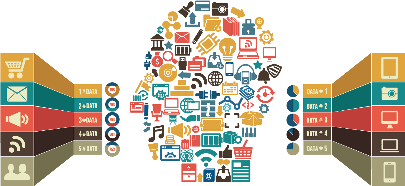 Digital Information Flow Infographic PNG Image