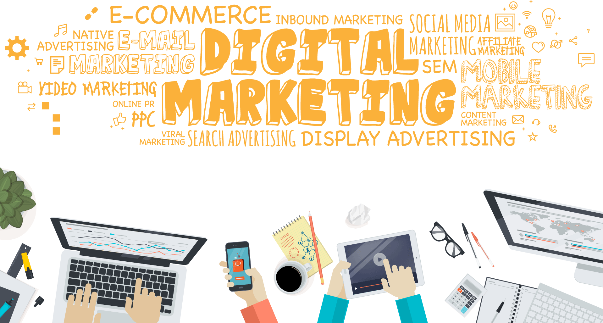 Digital Marketing Concepts Illustration PNG Image