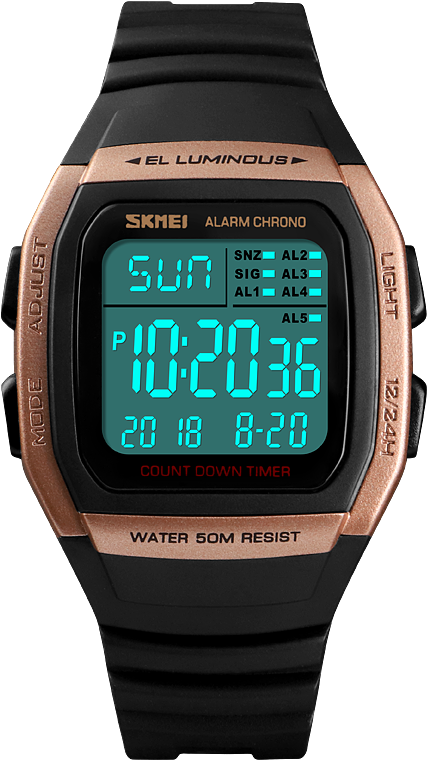 Digital Sports Wristwatch Display PNG Image