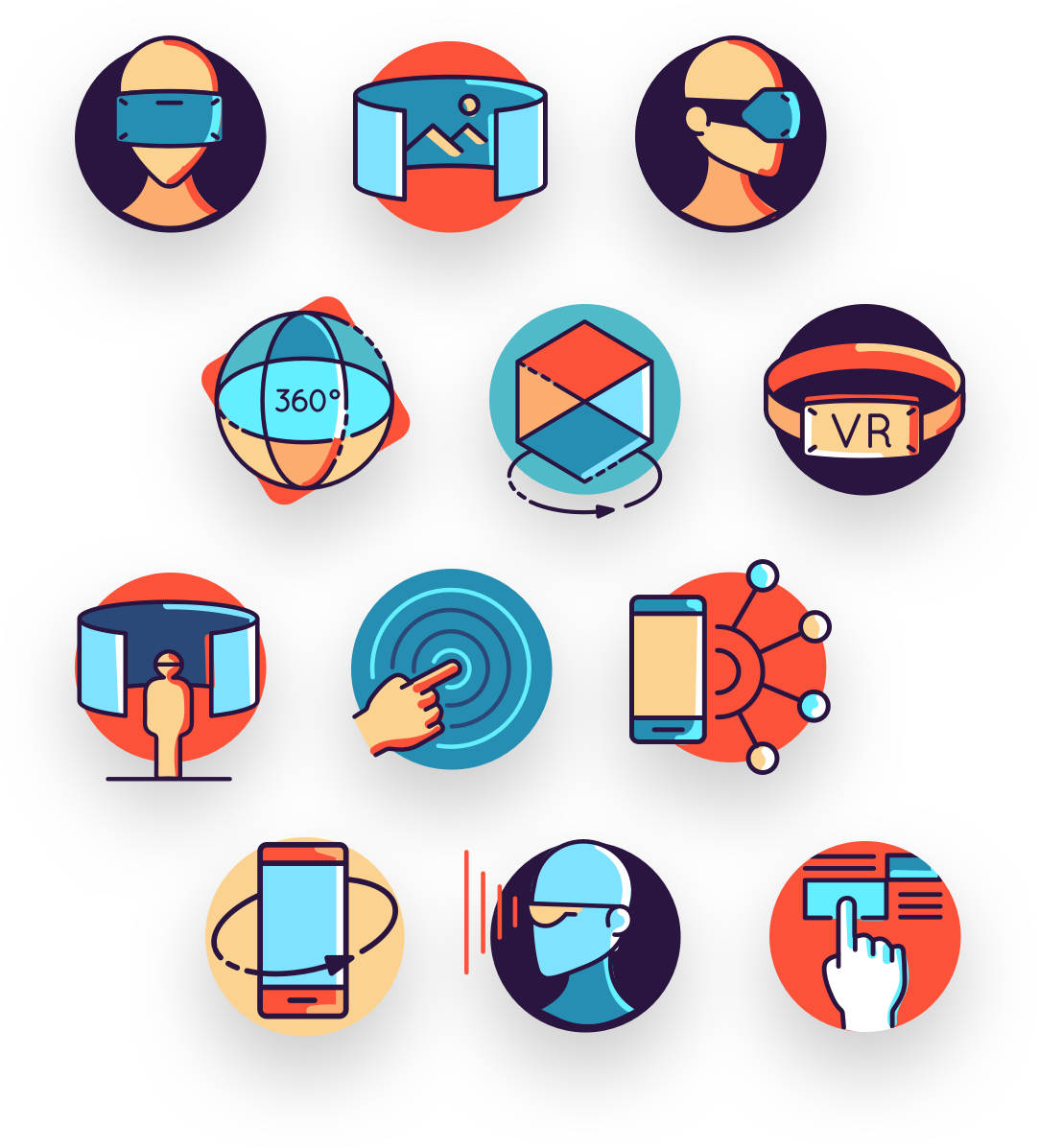 Digital Technology Icons Set PNG Image