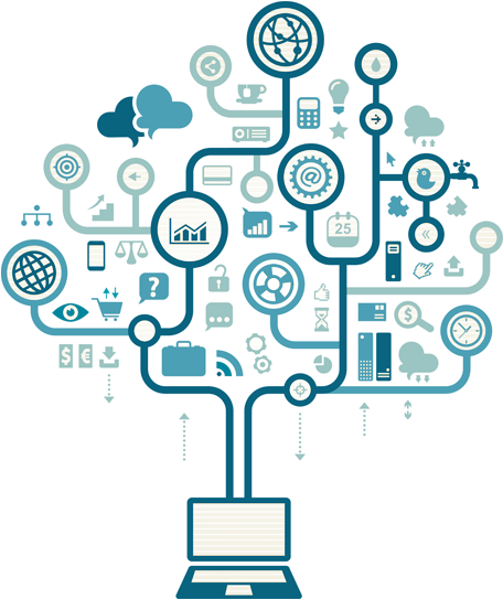 Digital Technology Tree Concept PNG Image