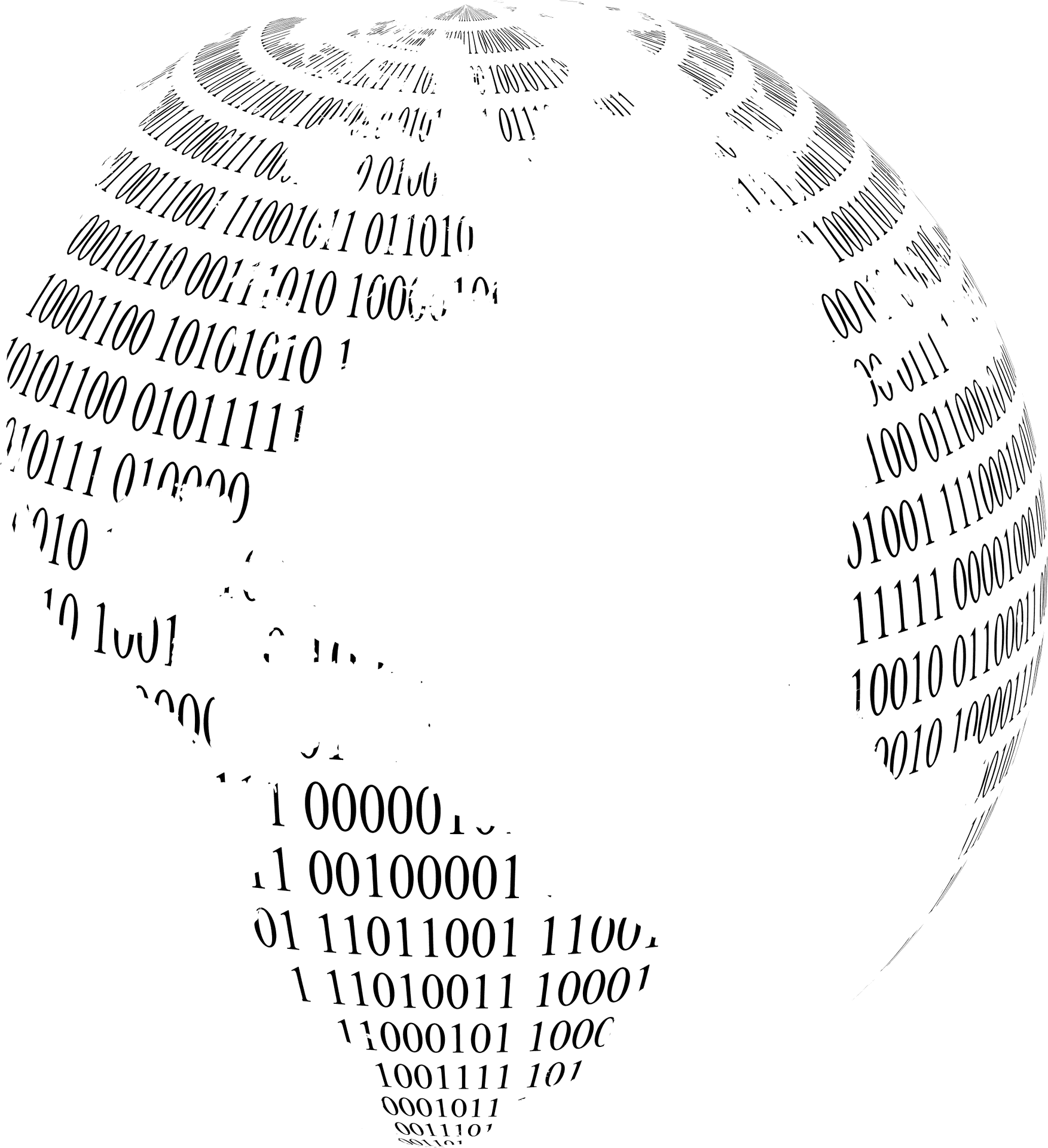 Digital World Binary Code Globe PNG Image