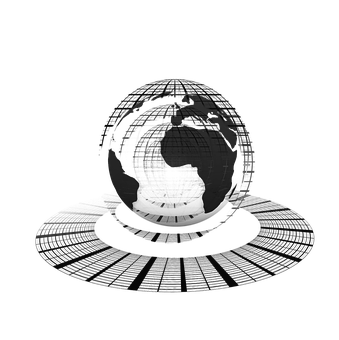 Digital World Globe Black Background PNG Image