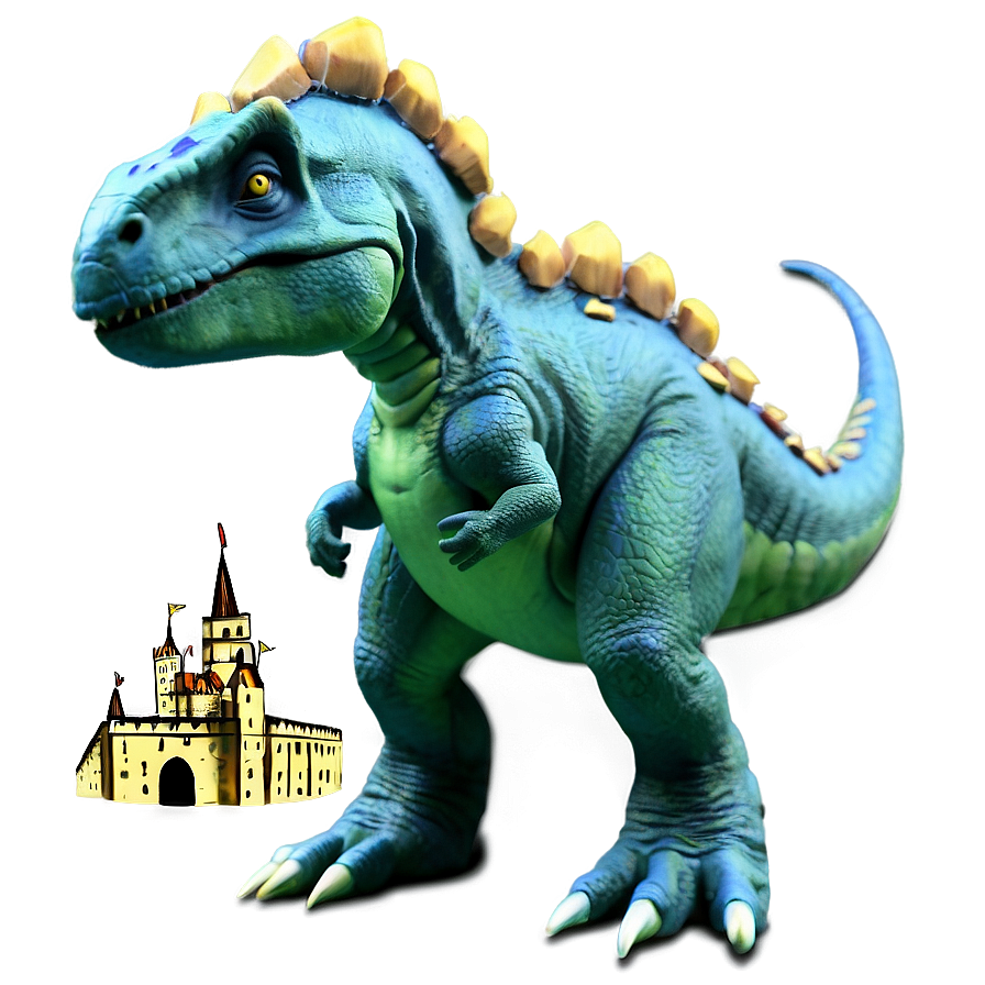 Dino And Castle Fantasy Png Fha56 PNG Image