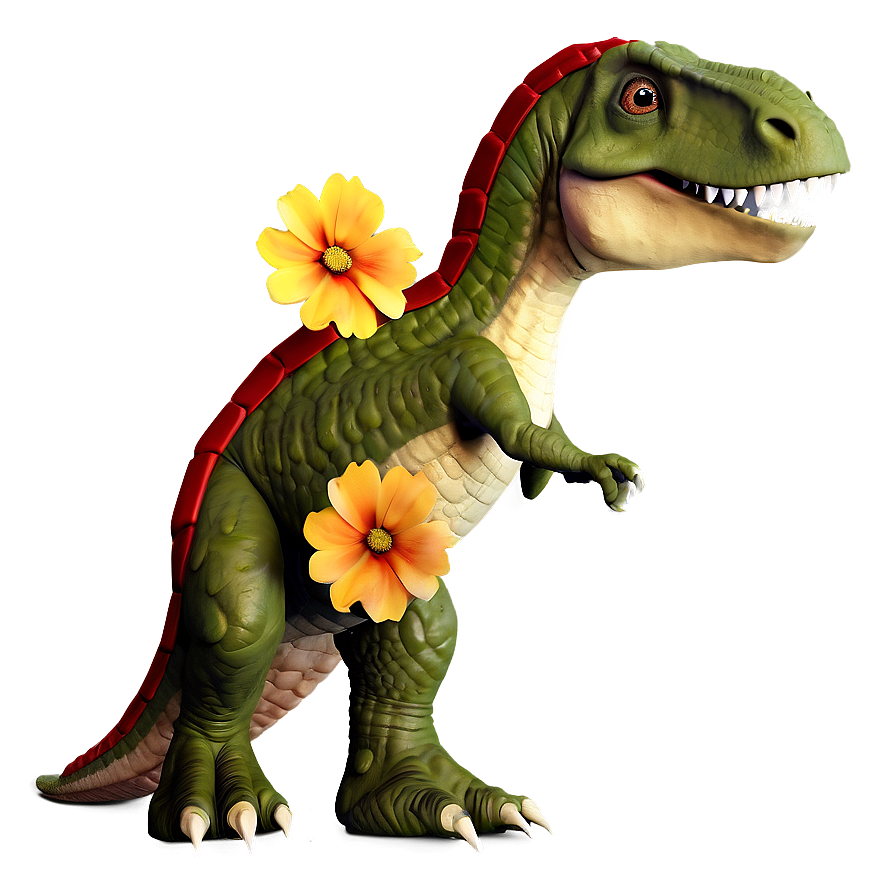 Dino With Flowers Png 06122024 PNG Image