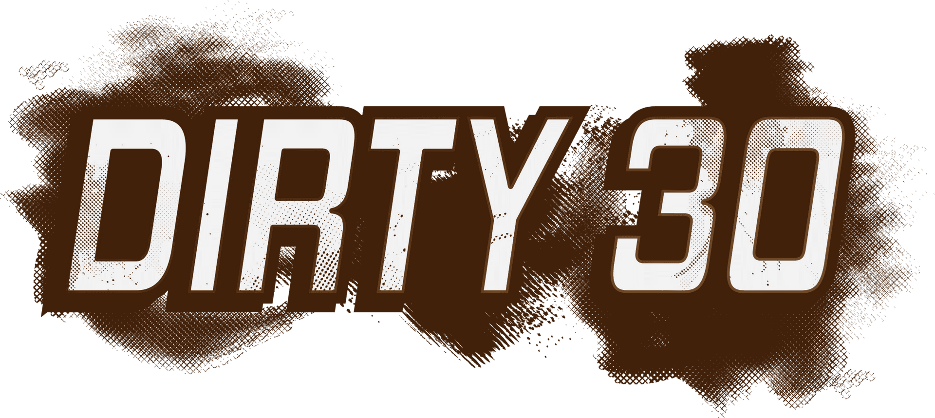 Dirty30 Splattered Text Design PNG Image