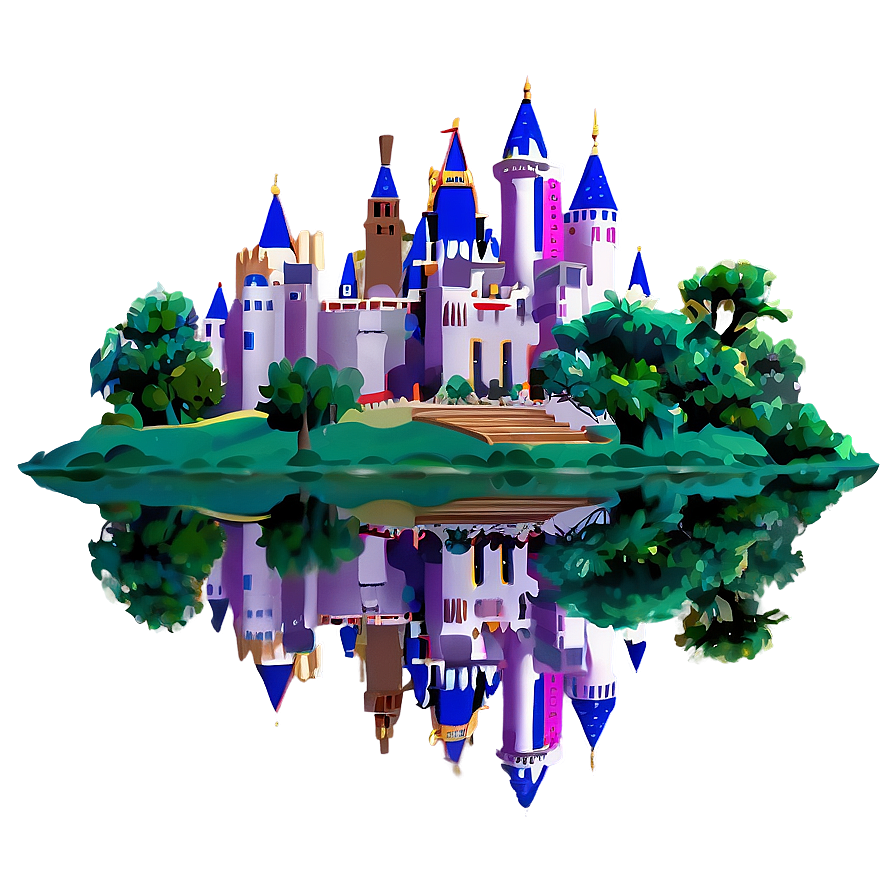 Disney Castle By The Lake Png Mtf PNG Image