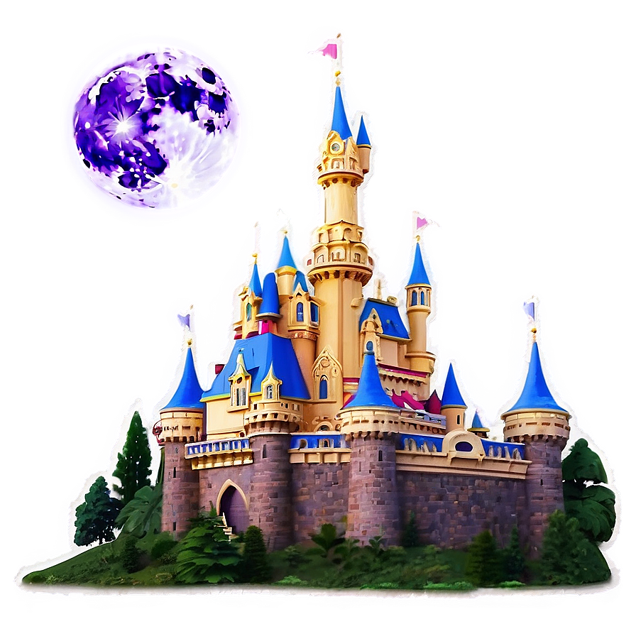 Disney Castle Full Moon Background Png 36 PNG Image