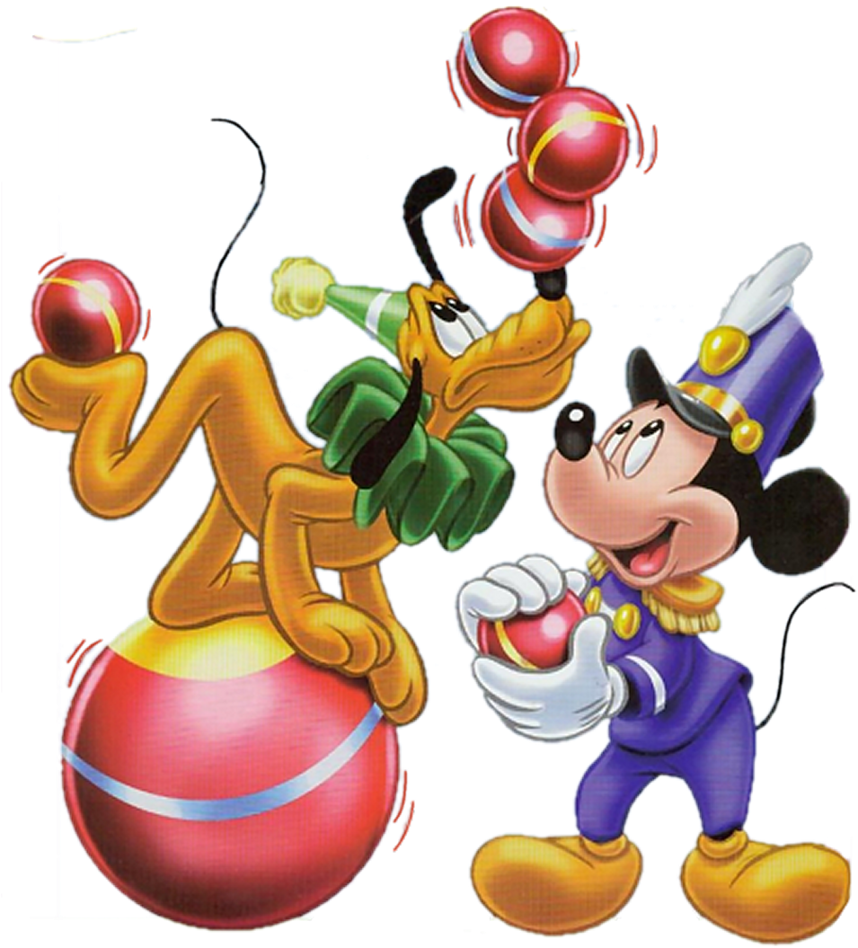 Disney Plutoand Mickey Juggling Performance PNG Image