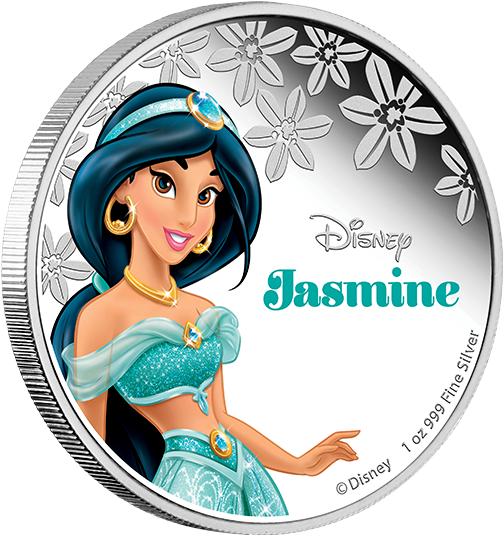 Disney Princess Jasmine Silver Coin PNG Image