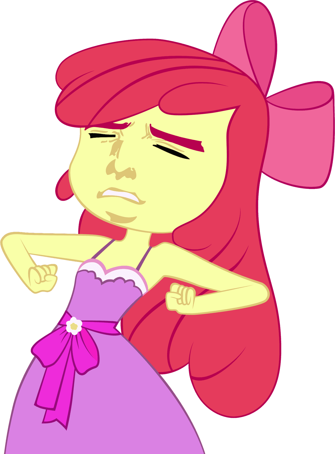 Displeased Cartoon Characterin Purple Dress PNG Image