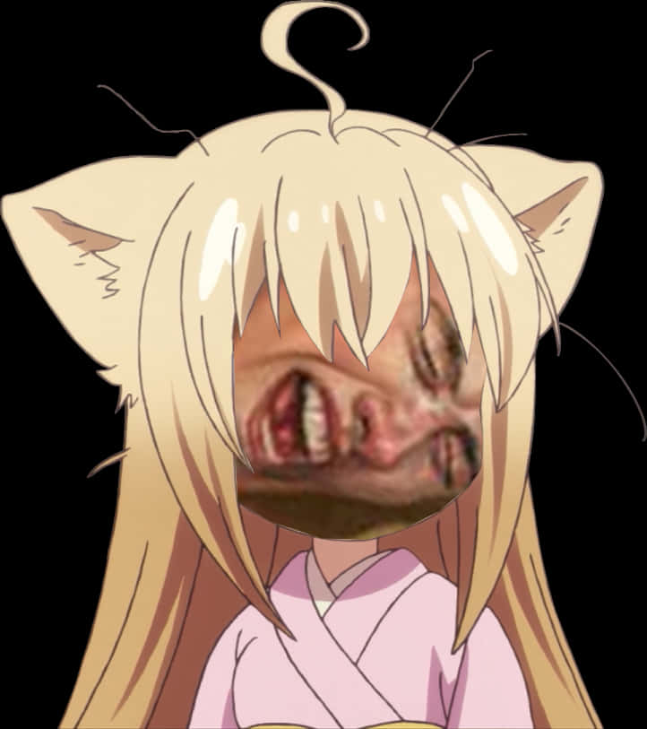 Distorted_ Anime_ Character_with_ Cat_ Ears PNG Image