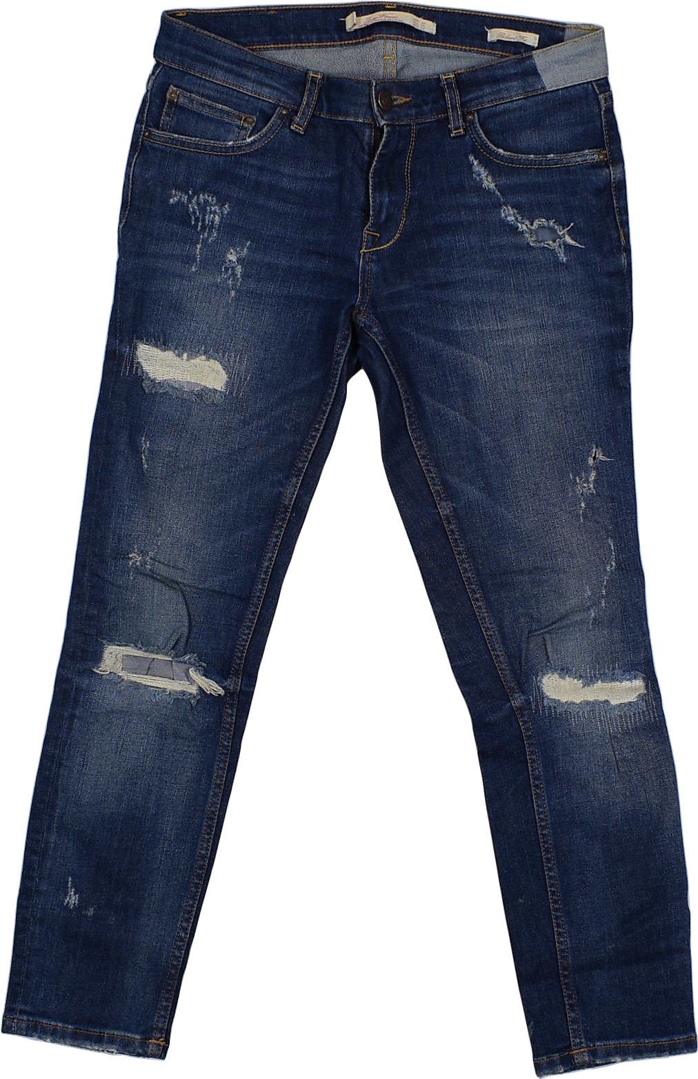 Distressed Blue Denim Jeans PNG Image