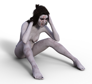 Distressed Demonic Woman Artwork PNG Image