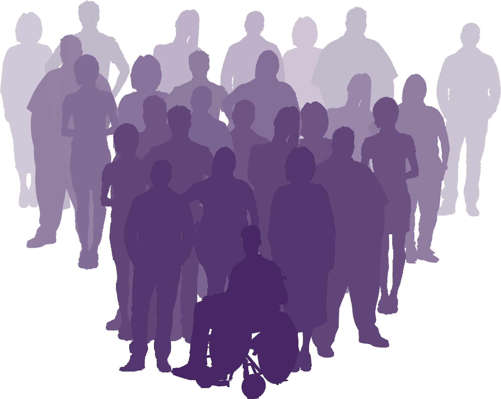 Diverse Crowd Silhouettes PNG Image