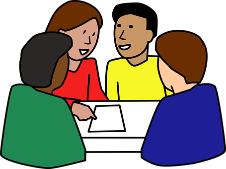 Diverse Group Meeting Cartoon PNG Image