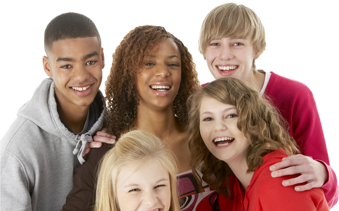 Diverse Groupof Teen Friends Laughing PNG Image