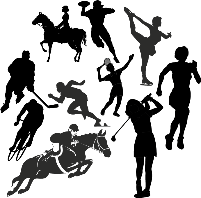 Diverse Sports Silhouettes Collection PNG Image