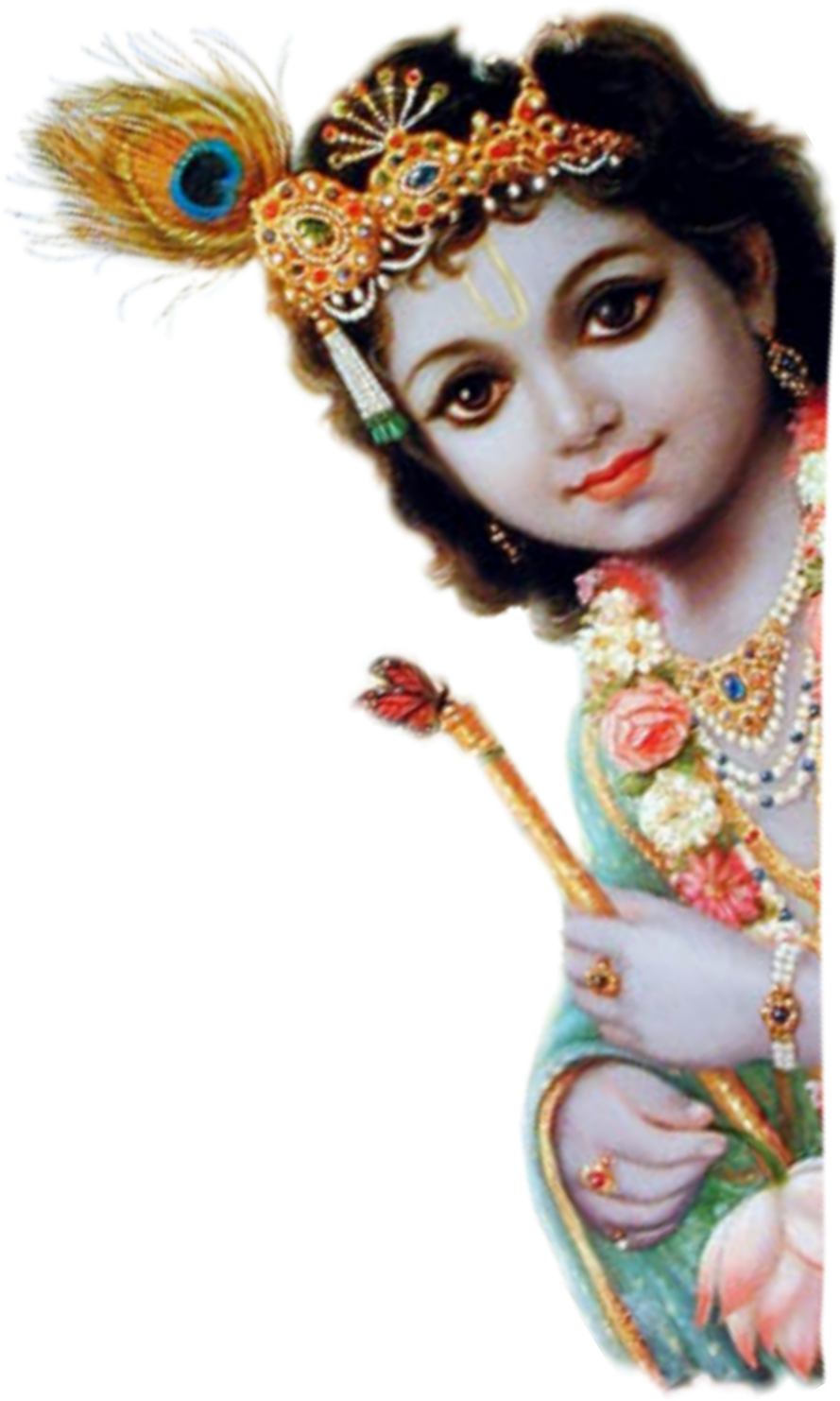 Divine Child Krishna Flute Adornment PNG Image