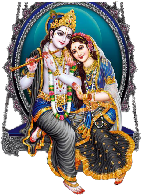 Divine_ Couple_ Radha_ Krishna_ Art PNG Image