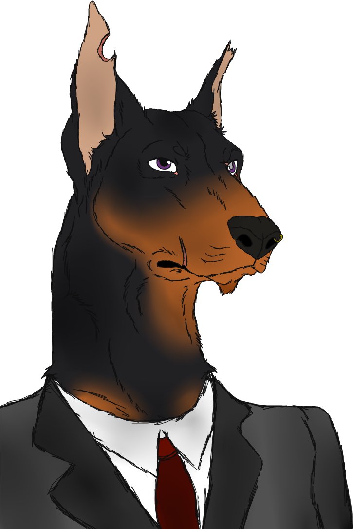 Doberman In Business Suit Illustration PNG Image