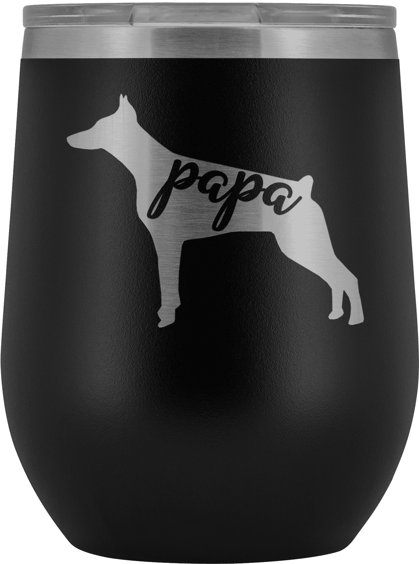 Doberman Papa Engraved Tumbler PNG Image