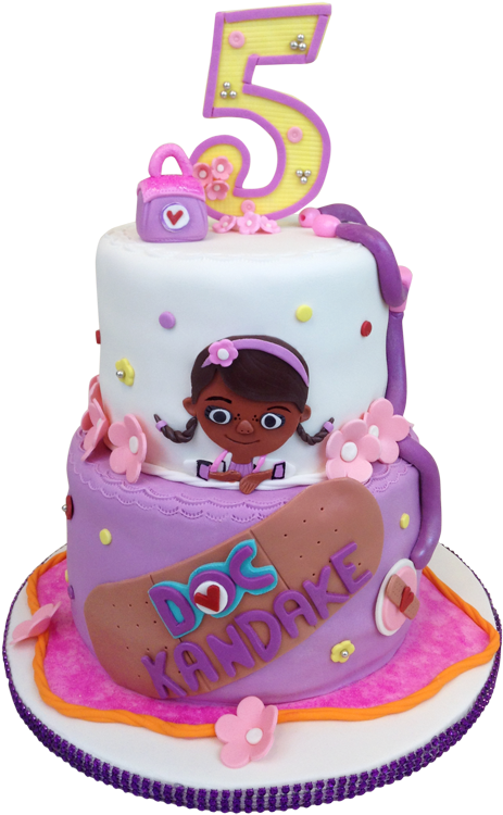 Doc Mc Stuffins Themed Birthday Cake PNG Image