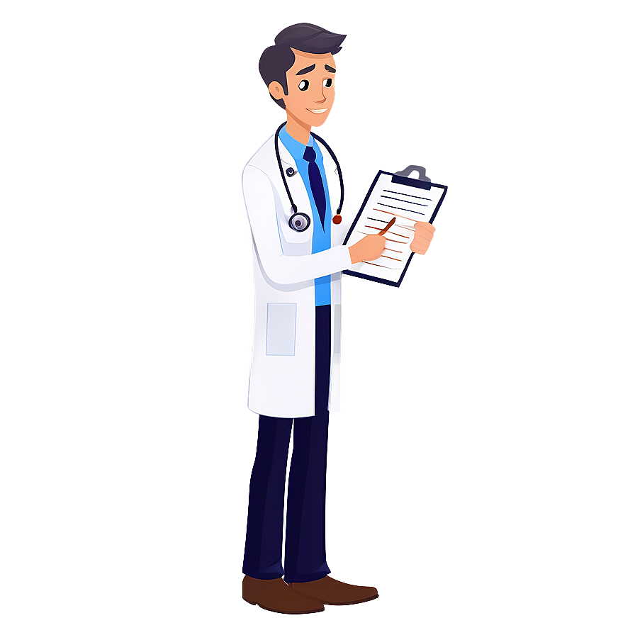 Doctor Cartoon With Checklist Png Xke PNG Image