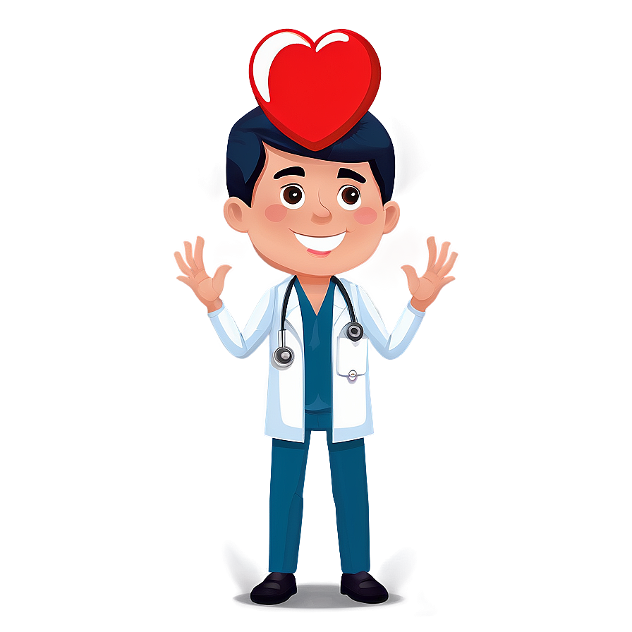 Doctor Cartoon With Heart Symbol Png Hns2 PNG Image