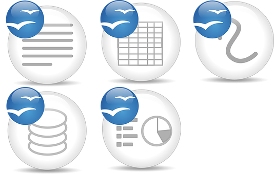 Document Management Icons Set PNG Image