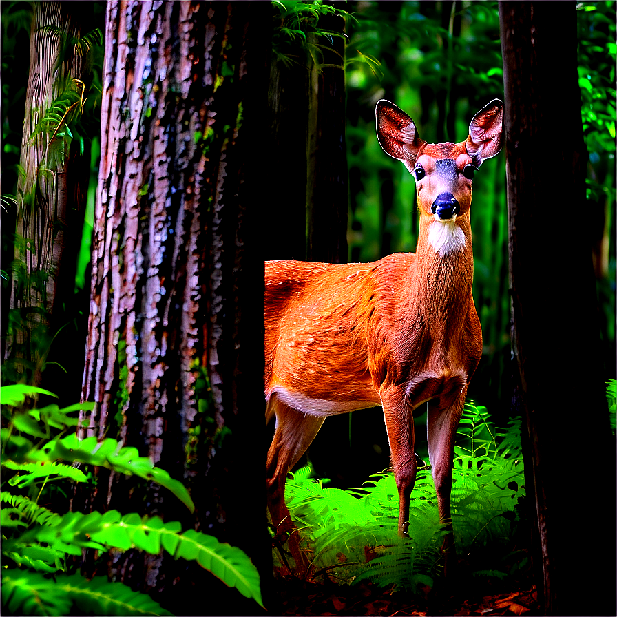 Doe In Dense Forest Png Owq PNG Image