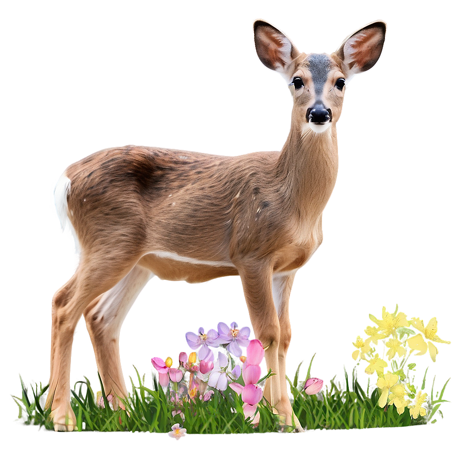 Doe In Spring Flowers Png 17 PNG Image