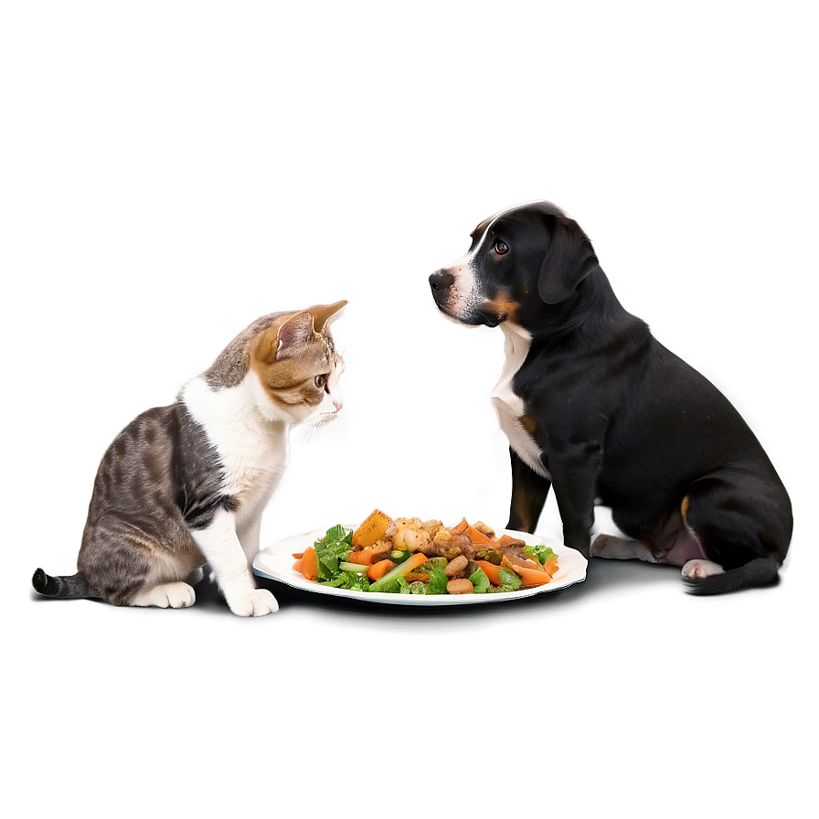 Dog And Cat Eating Together Png Lxs8 PNG Image