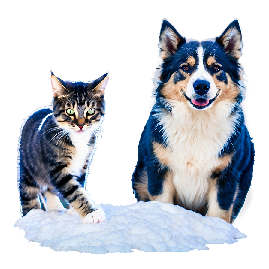 Dog And Cat In Snow Png Jbl PNG Image