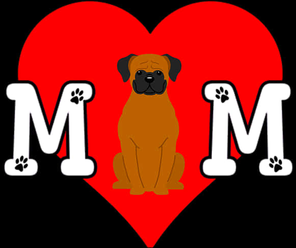 Dog Love Mom Paw Print Graphic PNG Image