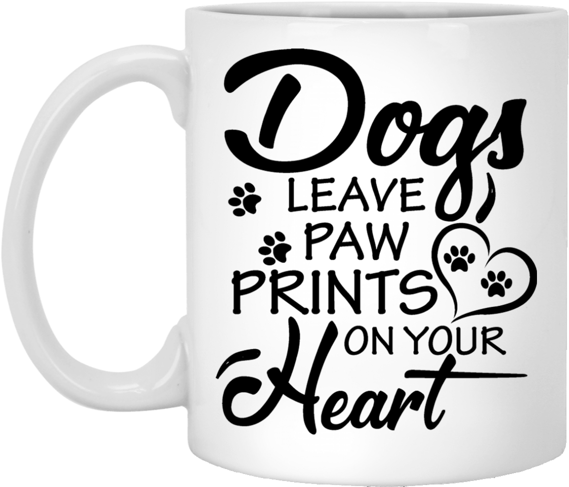 Dog Paw Prints Heart Mug PNG Image