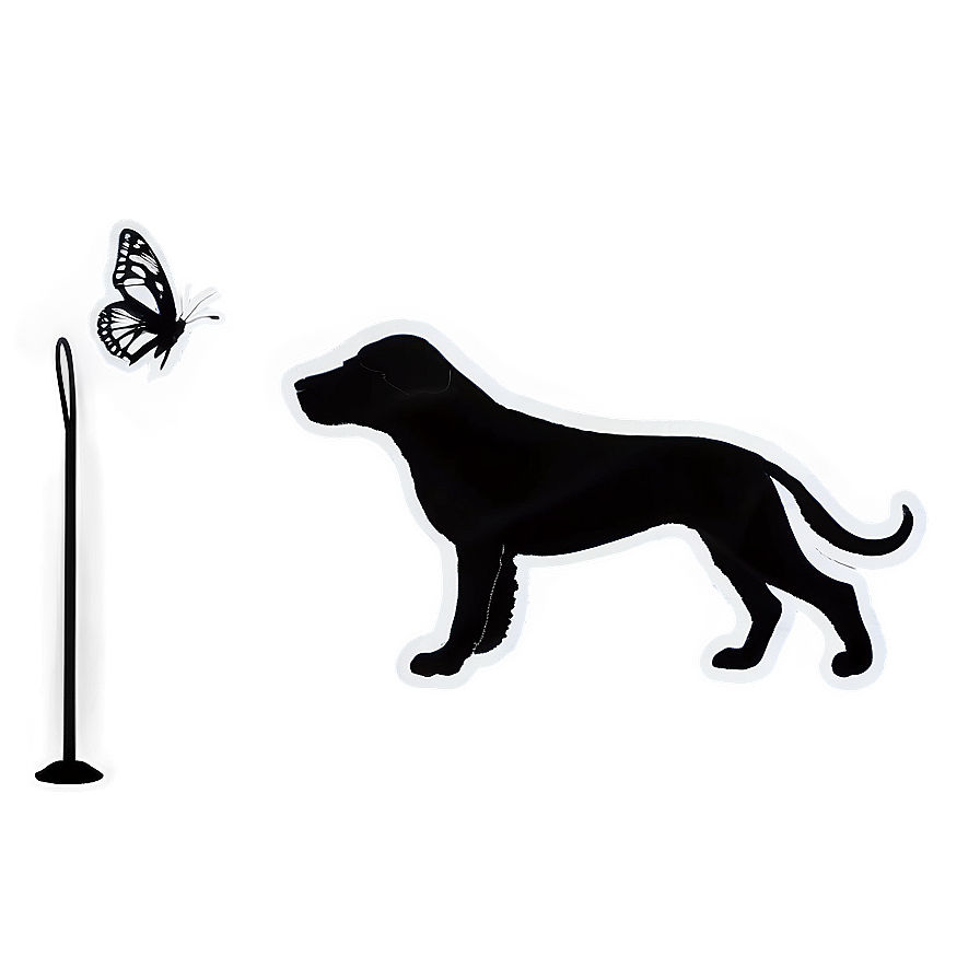 Dog Silhouette Chasing Butterfly Png Ovi5 PNG Image