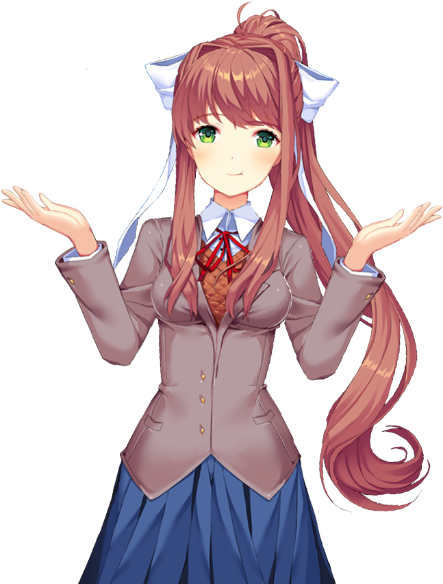 Doki Doki Literature Club Monika Pose PNG Image