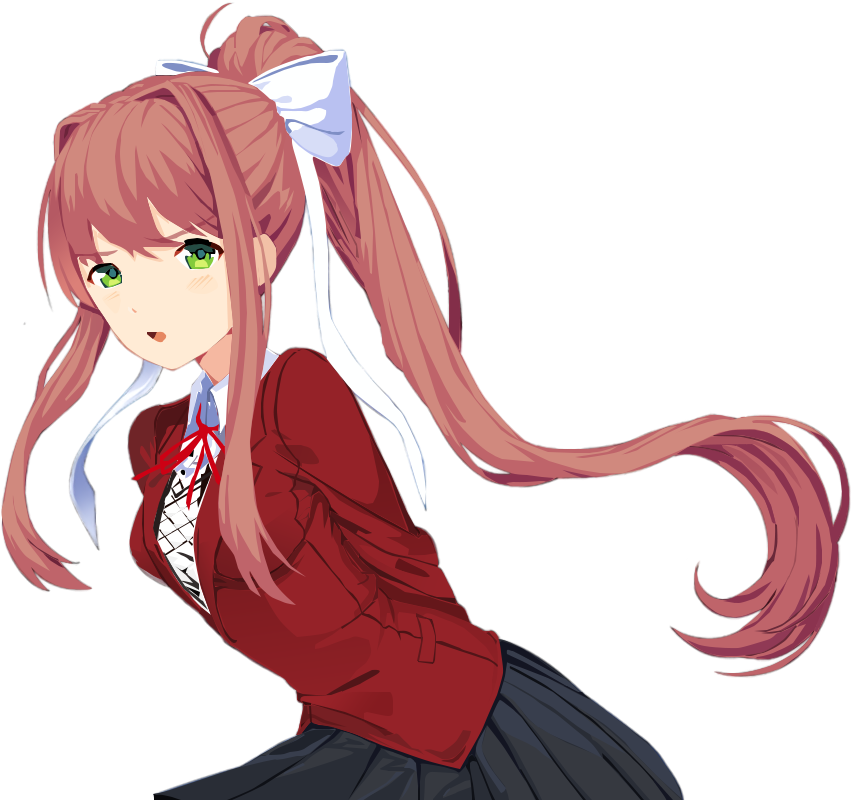 Doki Doki Literature Club Monika Side Glance PNG Image