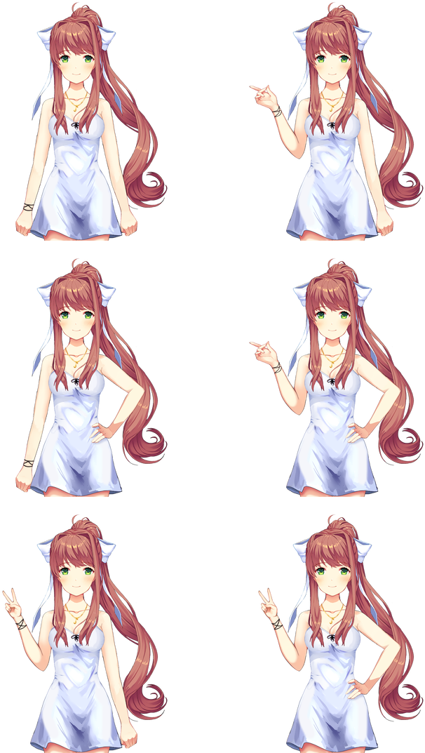 Doki_ Doki_ Literature_ Club_ Monika_ Sprite_ Set PNG Image