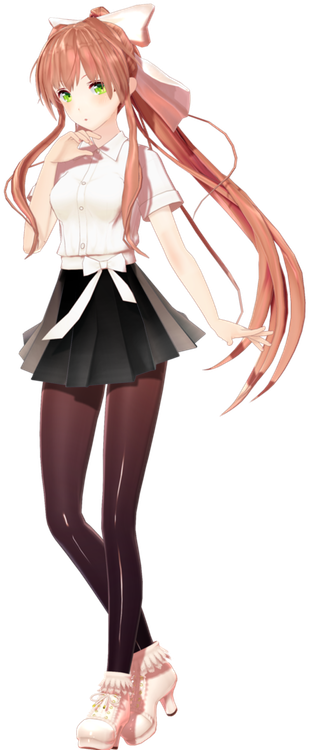 Doki Doki Literature Club Monika Standing Pose PNG Image